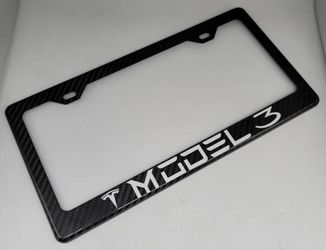 BRAND NEW TESLA MODEL 3 100% Real Carbon Fiber License Plate Frame Tag Cover Original 3K