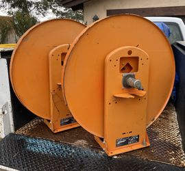 Hose Reel pair. Gleason 80ft Industrial Hydraulic Hose Reels 