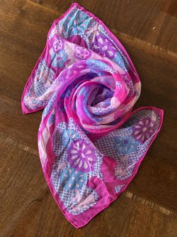 1960s hippies, multicolored floral sheer hand rolled edge scarf 12” x 43”