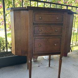 Antique 29” Imperial Solid Mahogany Martha Washington 3-drawer Sewing Cabinet