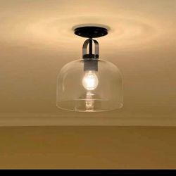 New Kichler 38275 Kaelix 10 in. 1-Light Semi Flush with Clear Glass in Black