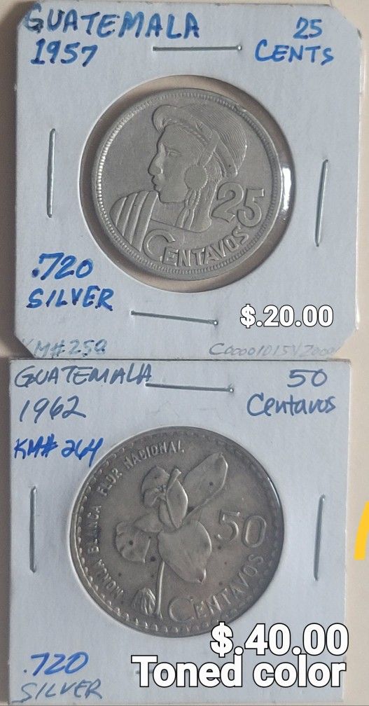 Silver Coins Guatemala See Pics 