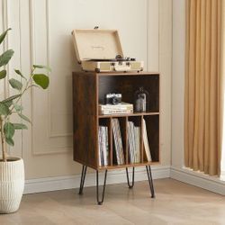 Record Player Stand with Vinyl Storage, Vinyl Record Storage Cabinet Holds Up to 150 Albums