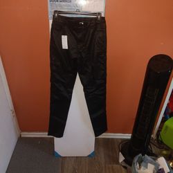 Black Faux Leather Thermal Pants