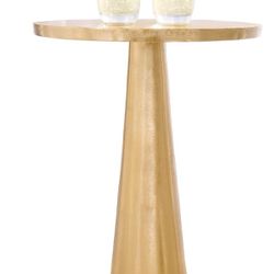 Small Round Gold End Tables, Set of 2, ABEL, 21" Height, Vintage Metal Accent, Side, Pedestal,