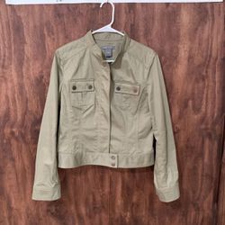 Bomber Jacket Metallic Olive Green with subtle gold sheen - size S