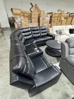 Black recliner, living room sectional