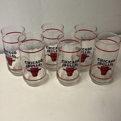 6 Chicago Bulls Drinking Glasses 1990’s NBA