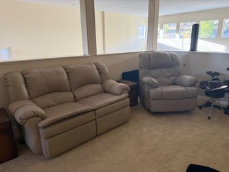 Leather Reclining Loveseat and Recliner Set