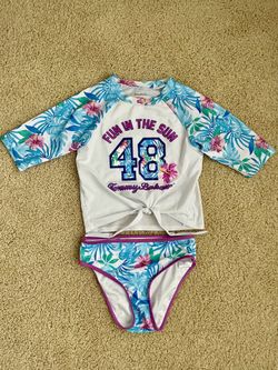 Girls rash guard 2-piece swimsuit size 12