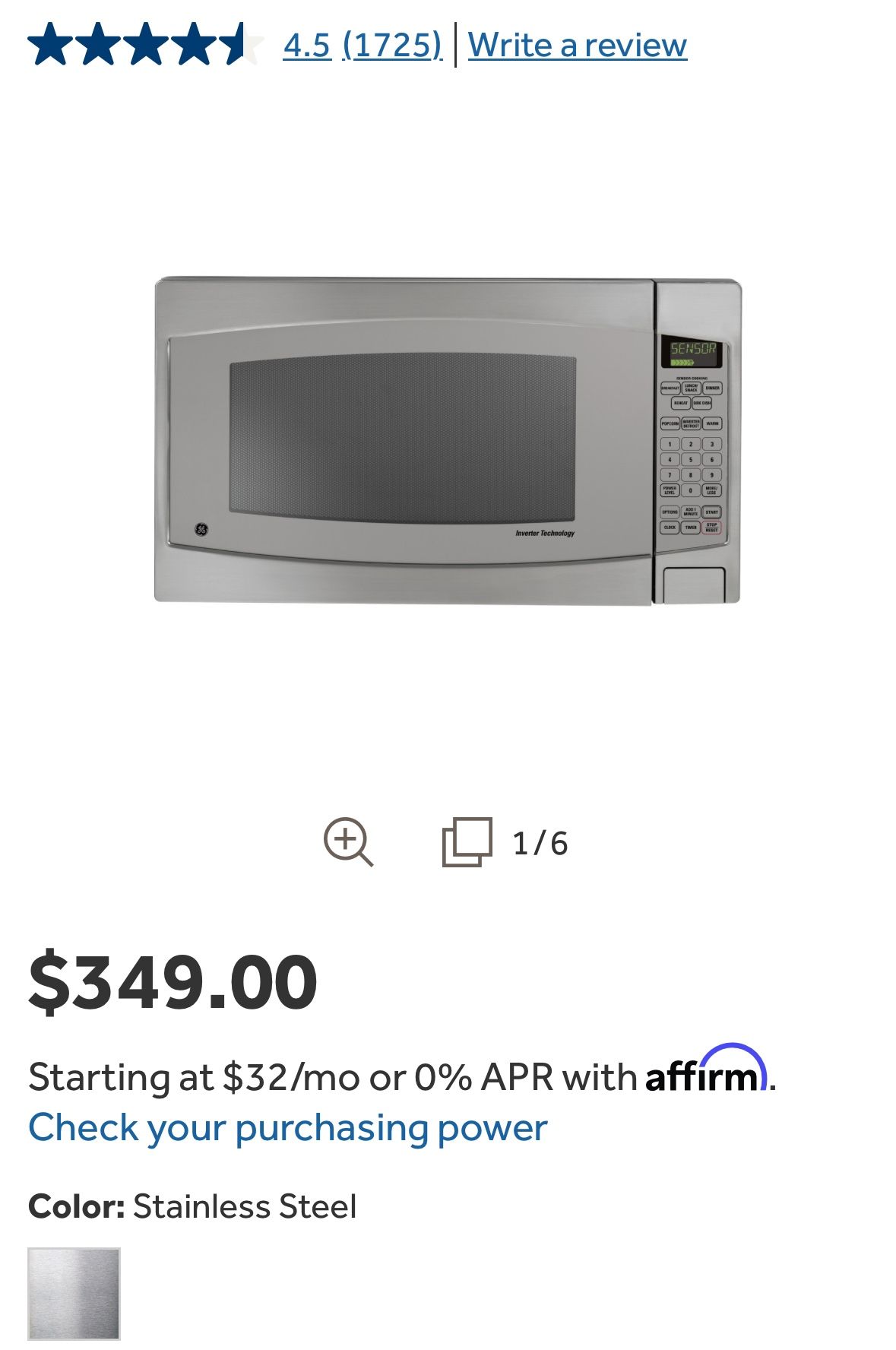 Microwave GE 2.2 Cu Ft