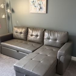 Sofa Faux Leather Sleeper Sectional 