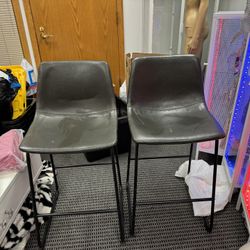 Set of 2 Brown/Gray Bar Stools