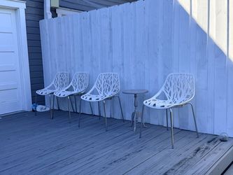 Set of 4 White Tree Branch Side Chairs