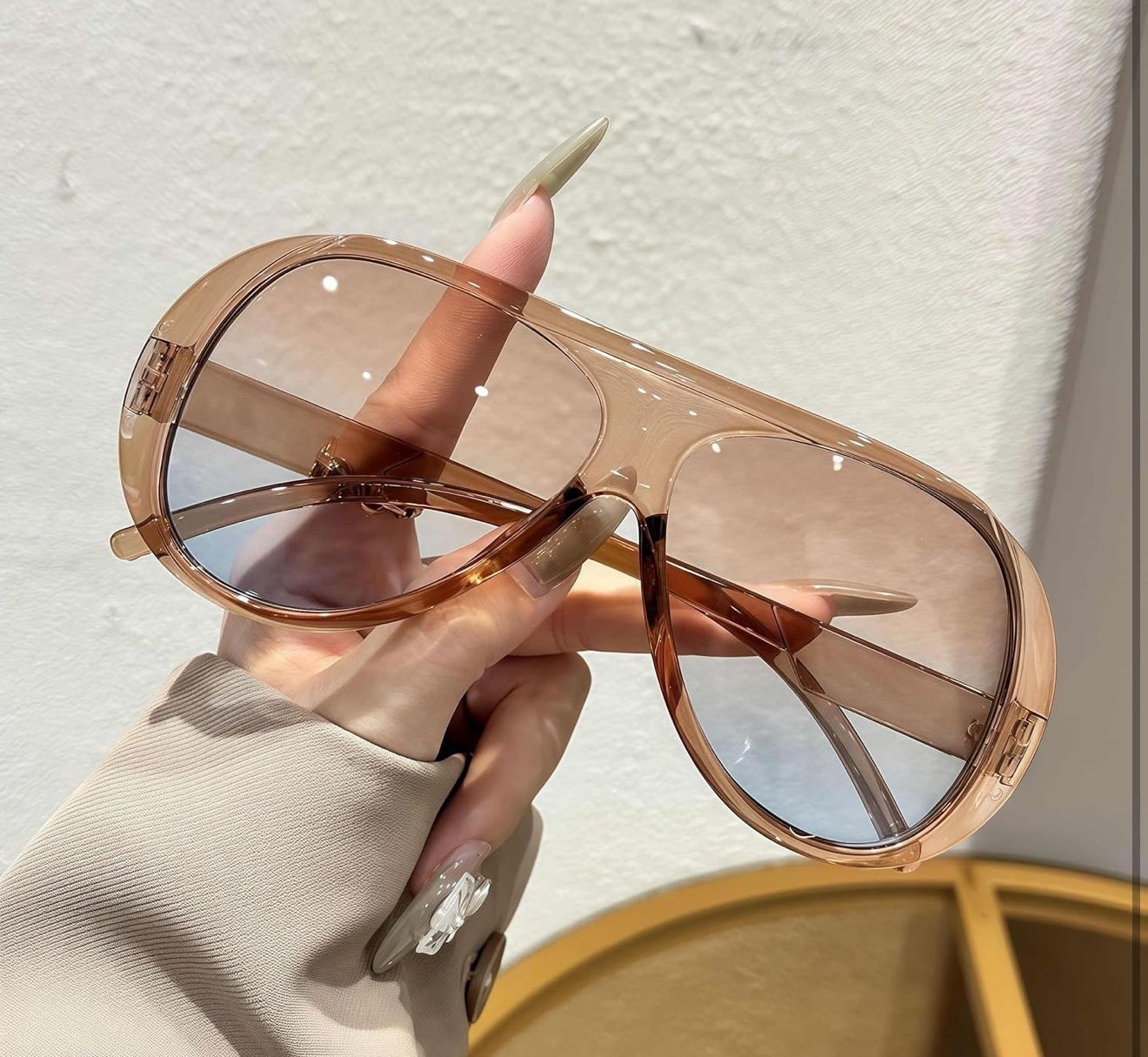 Trendy Aviator Sunglasses for Women Men, Retro 70s Sun Glasses, Oversized glasses UV400