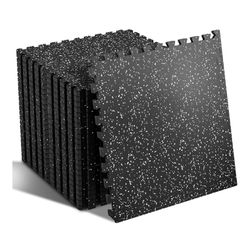 SUPERJARE 0.56” 24pcs 96 Sq Ft Interlocking Rubber Gym Flooring