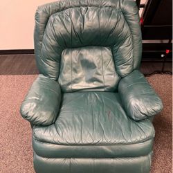 💥Blow Out Sale💥 Vintage Green Leather TV Comfortable Armchair