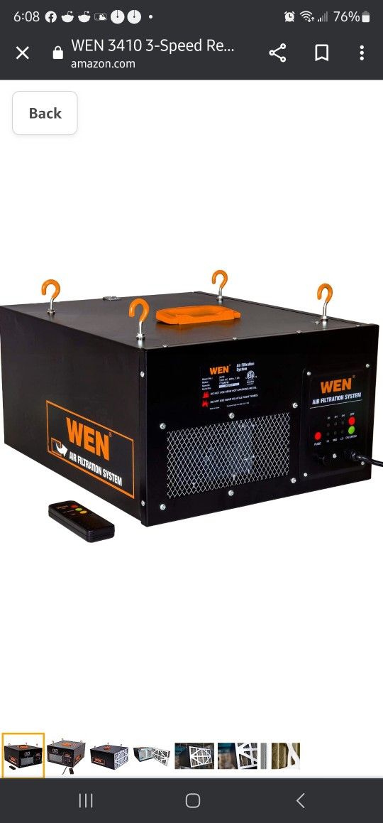 WEN 3410 3-Speed Remote-Controlled Air Filtration System