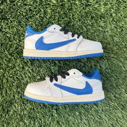 Nike x Travis Scott x Fragment Air Jordan 1 Retro Low OG SP Sail Military Blue Size 8C