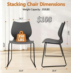 😀 4Pcs Stacking Chairs, Stackable Waiting Room Chairs, Conference Chair with Back & Church Chairs No Wheels with Metal Legs, Suitable for Offices Con