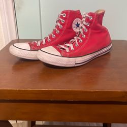 Red high top chucks 