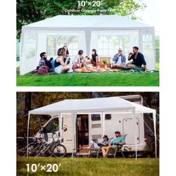 10 x 20ft Canoppy Tent for Outdoor Celebrations with 6 Window Walls and 2 Zipper Walls