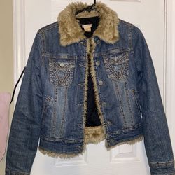 Faux Fur Jean Demin Jacket Small