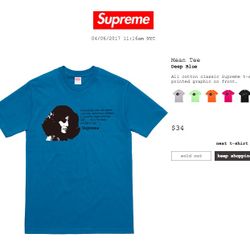 Supreme Mean Tee Size Large Deep Blue 