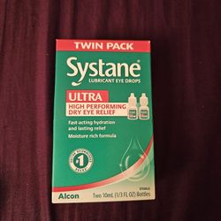 Sealed New In Box Systane Ultra High Performing Dry Eye Relief Lubricating Drops.  2 -  10ml Bottles  Expires 5/2028