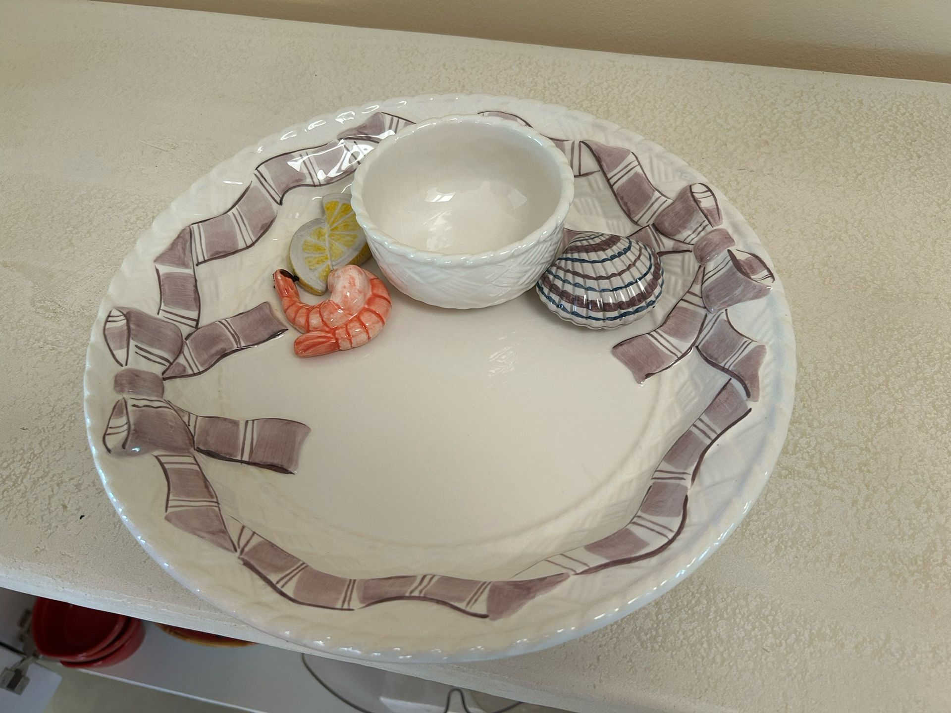 Vintage Bella Casa Shrimp & Dip 3 Dimensional Bowl