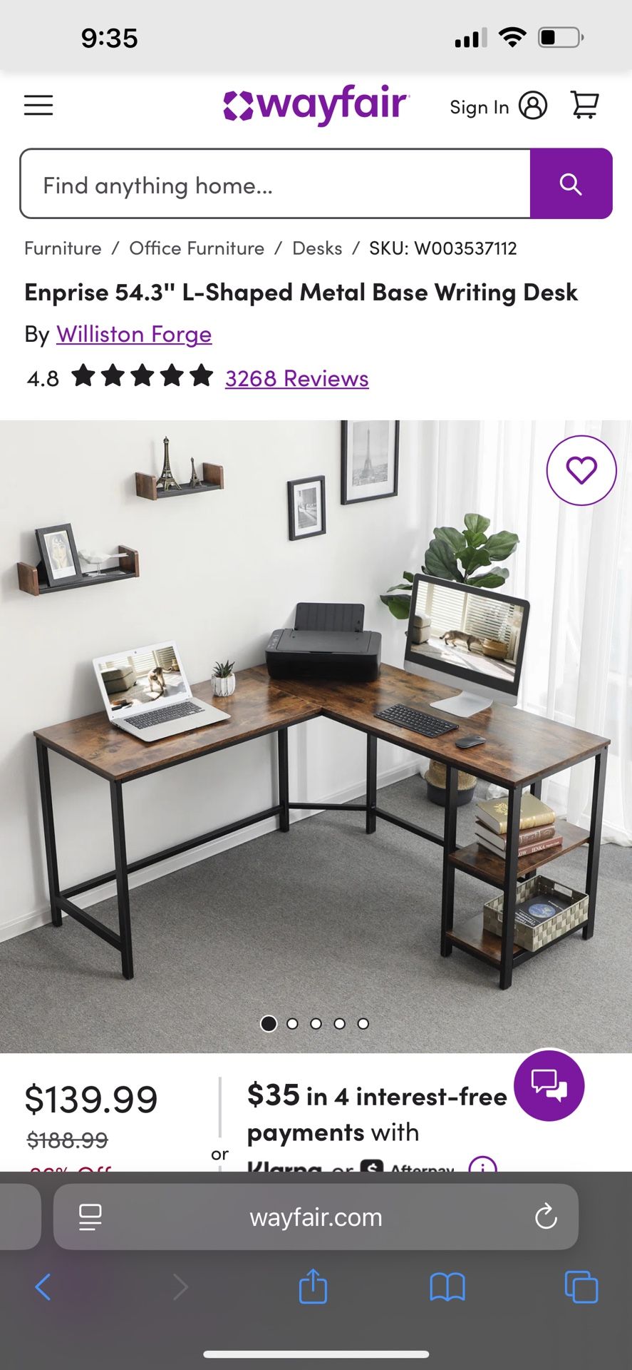 Rustic Brown L Shape Desk With Metal Frame