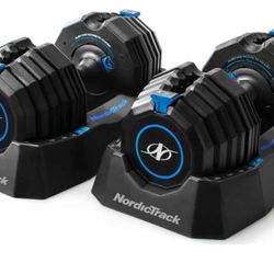 Set Of Like New Nordictrack Adjustable 50 Lb Dumbbells 
