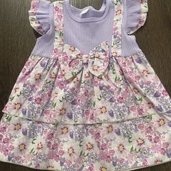 Girls Purple Flower Bow Dress Size 12/18 Months #8