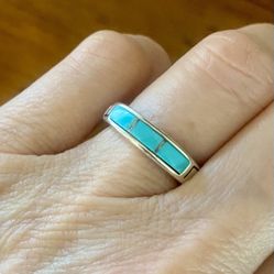 Waldeck Johnson Sterling Silver with Turquoise Inlay Ring size 6