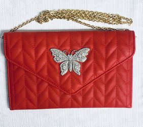 Vintage Red Butterfly Clutch
