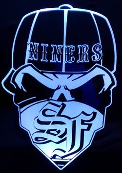 49ers mask etched lighted mirror