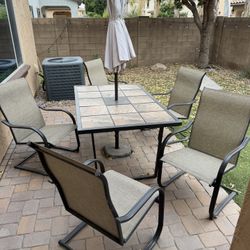 Outdoor Table & Chairs (+ Umbrella)