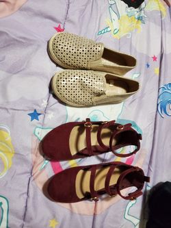 Size 11c . Asking $15 For Both .  Slip On Flats  & Wrap Ankle Sandles 