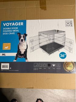 M-PETS Voyager 36" Double Door Folding Metal Dog Crate