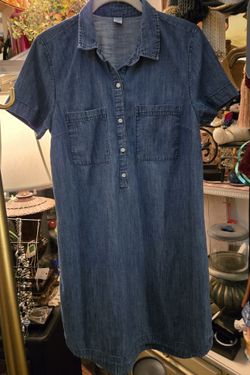 WT # 1080 Old Navy  Womens Medium Blue  Short Sleeve Pullover Shirt dress