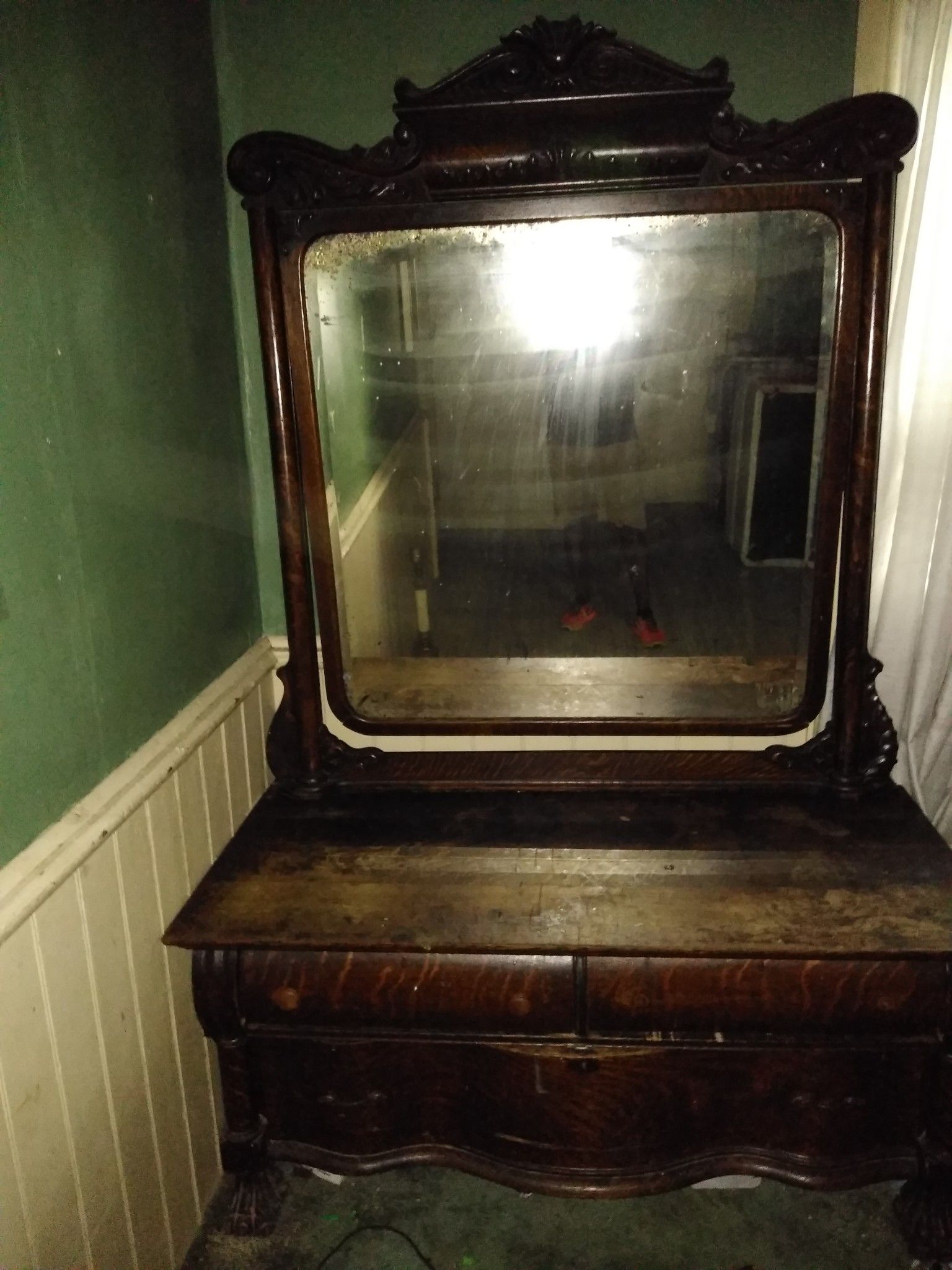 Antique mirror dresser