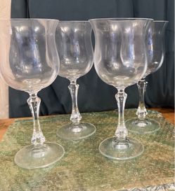 Vintage Set of  4 Towle Austria Lead Crystal Wine Glasses Goblets 24% Lead 8.5"