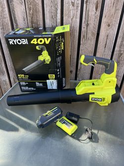 Ryobi 40V Cordless 450 Cfm Blower w/ 4.0Ah Battery And Charger / NEW