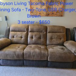 Abbyson Living Tacoma Fabric Power Reclining Sofa