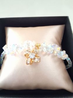 14k Gold-plated Clear Crystal Bracelet