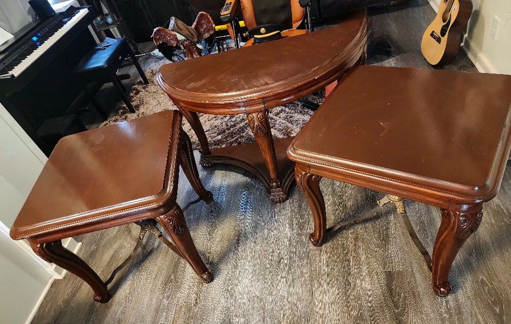 End Table With Console. Solid German OAKWOOD