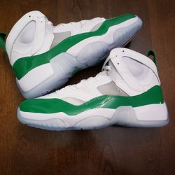 Size 10.5 - Jordan Jumpman Two Trey White Lucky Green. Brand New Non Smoke Home