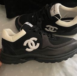 Chanel CC Logo Sneakers in black and white