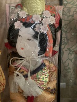 Japanese Geisha Hagoita Wooden Fan Paddle