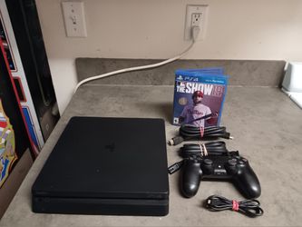 Sony Playstation 4 (PS4) Slim Console, 500GB, W/Wireless Controller, Cables, Game Tested, Working